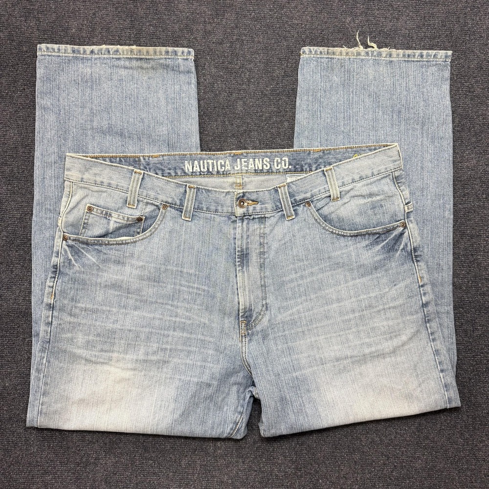 Y2K Nautica Jeans Co Jeans Mens 42x32 Light Wash Blue Denim Regular Straight
